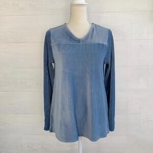 Soft Surroundings - Periwinkle blue soft stretch textured stripe velour top, M